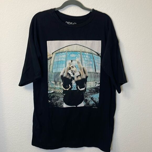 Tupac Ladies 100% Cotton Black Printed Short Sleeve T-Shirt Dress - size 8 - Picture 2 of 5